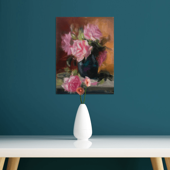 Bouquet of Pink Roses Still Life Wedding Gift