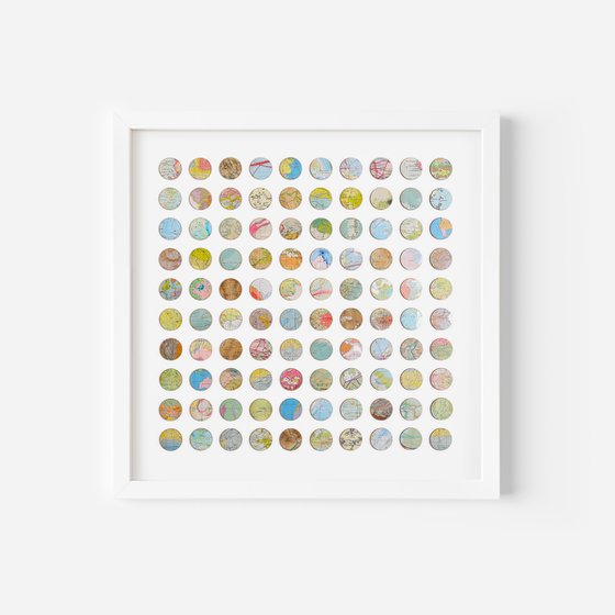 100 map dots original framed artwork