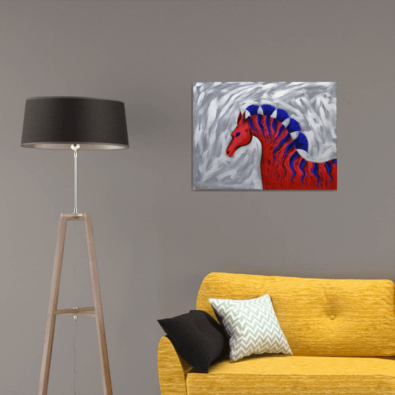 Red zebra-horse