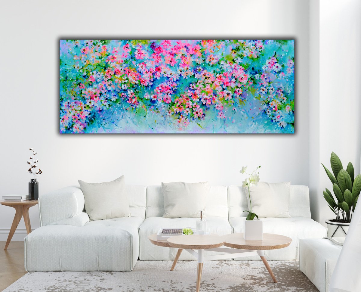 Impressionistic Botanical Acrylic Painting By Soos Roxana Gabriela, 59 X 24", I
