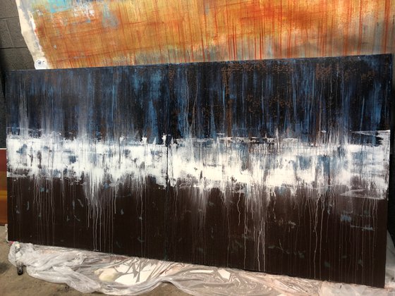 Big Blue & Brown (96x48in diptych)