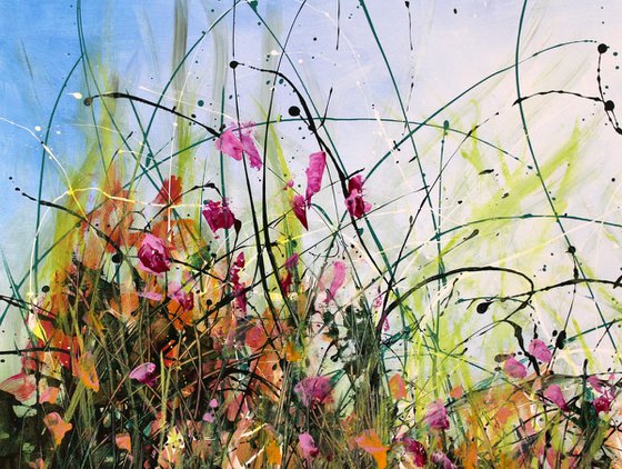 Only Seconds Away #1 - Large 124x 80 cm Original abstract floral painting