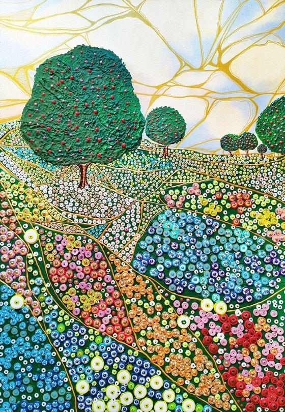 Garden with apple trees