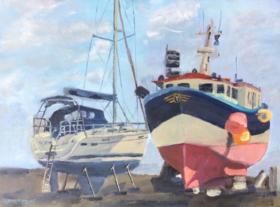 Out of the water, Ramsgate. An original oil painting.
