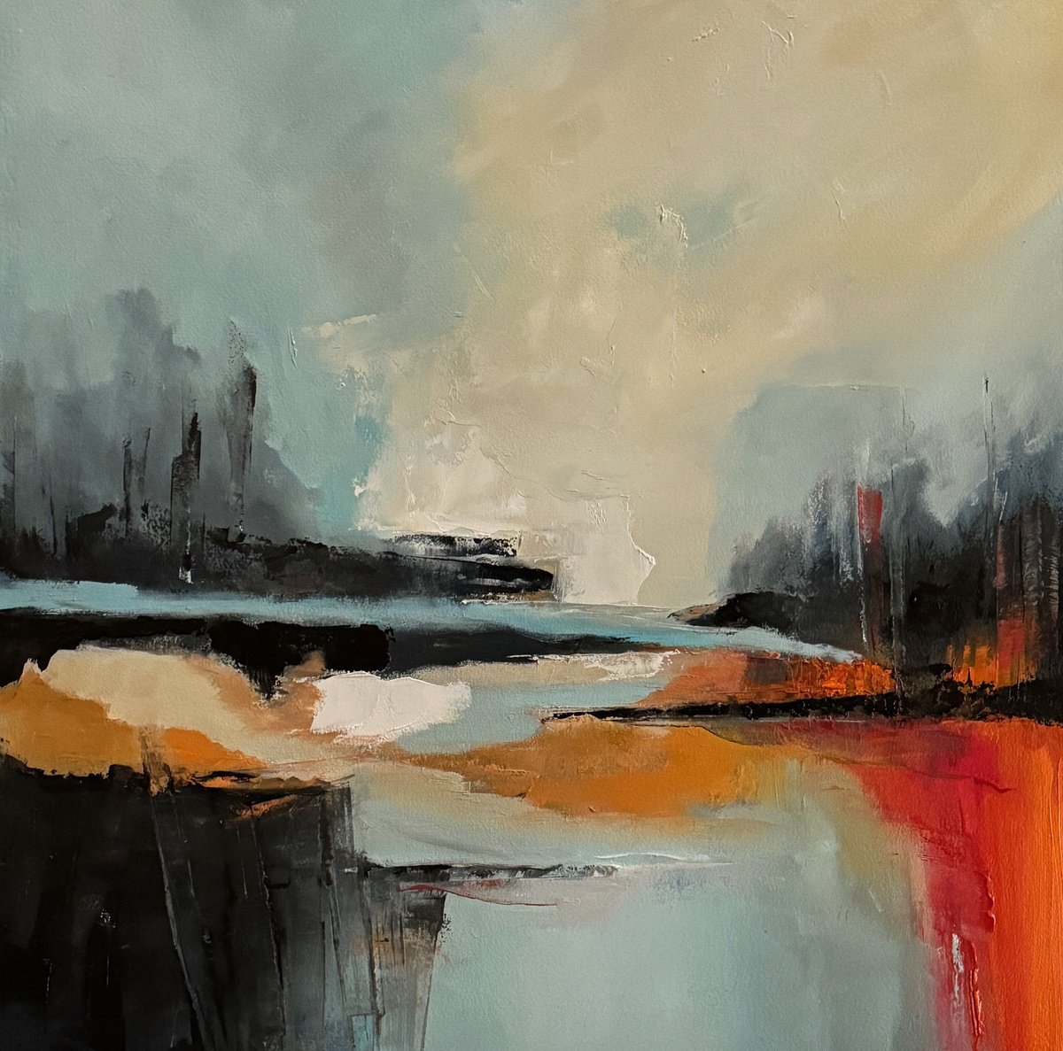 Organic Abstract Oil Painting By Lola Jovan, 21 X 21", The Chops And Changes Of Time, Original Artwork