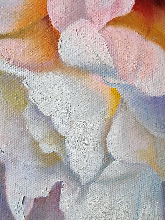 "Lace of petals."  peony  flower  liGHt original painting  GIFT (2022)