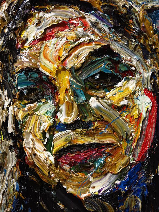 Original Oil Painting Portrait Expressionism Abstract Outsider Wall Art Large