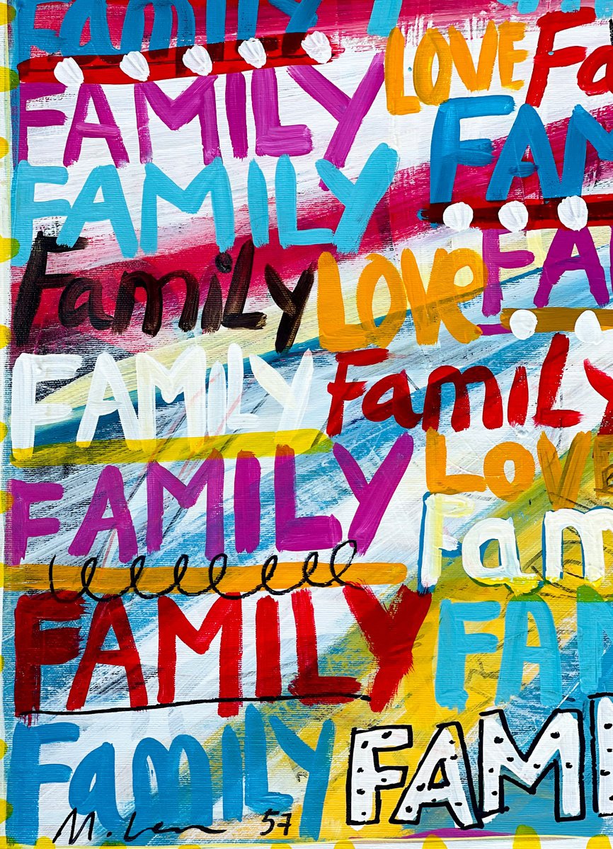 Urban And Pop Abstract Acrylic Painting By Mercedes Lagunas, 38 X 32", Family 57, Original Artwork