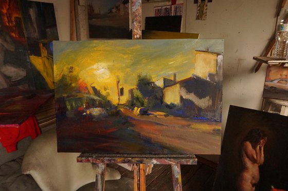 Contre jour with bus