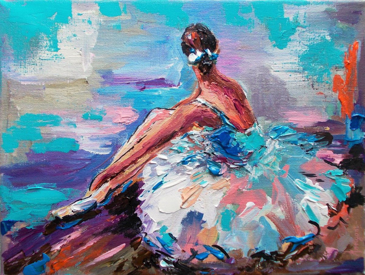 Pause- Ballerina Painting on Canvas by Antigoni Tziora