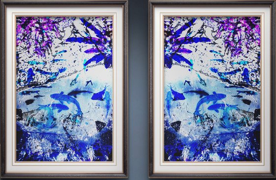 Set of 2 Blue Koi Fishes
