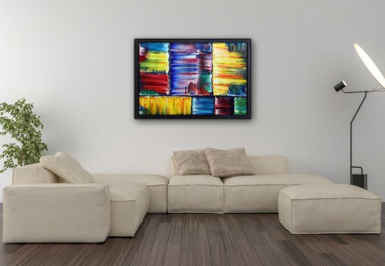 "Big Time" - FREE USA SHIPPING - Original PMS Oil Painting On Wooden Panel - 39 x 27 inches, Framed