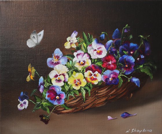 Pansy Flowers with Butterfly