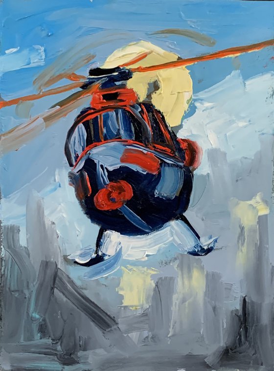 Landscape with helicopter