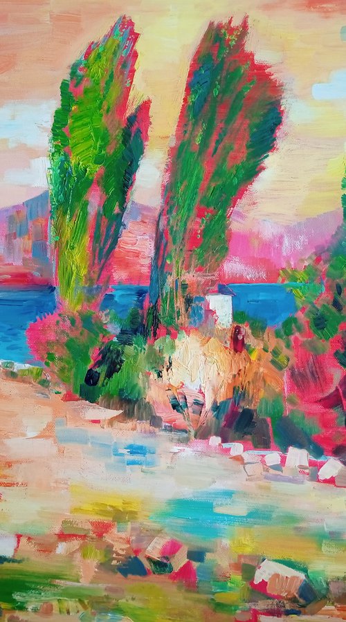 Armenian landscape (73x56cm, oil painting, ready to hang) by Seyran Gasparian