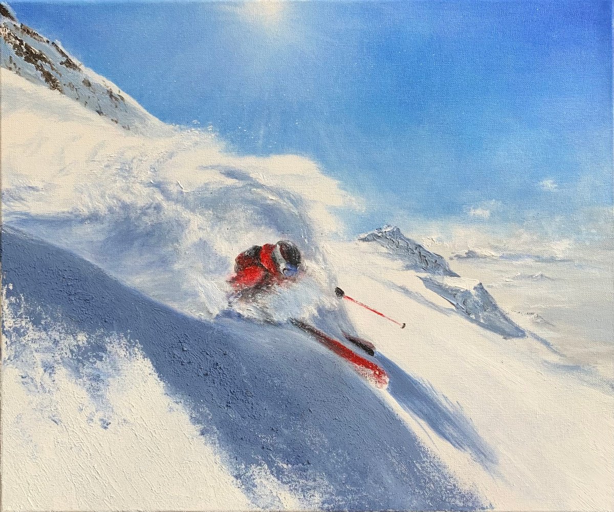 Impressionistic Portrait Oil Painting By Gianfranco Combi, 24 X 20, By The Snow, Original Artwork