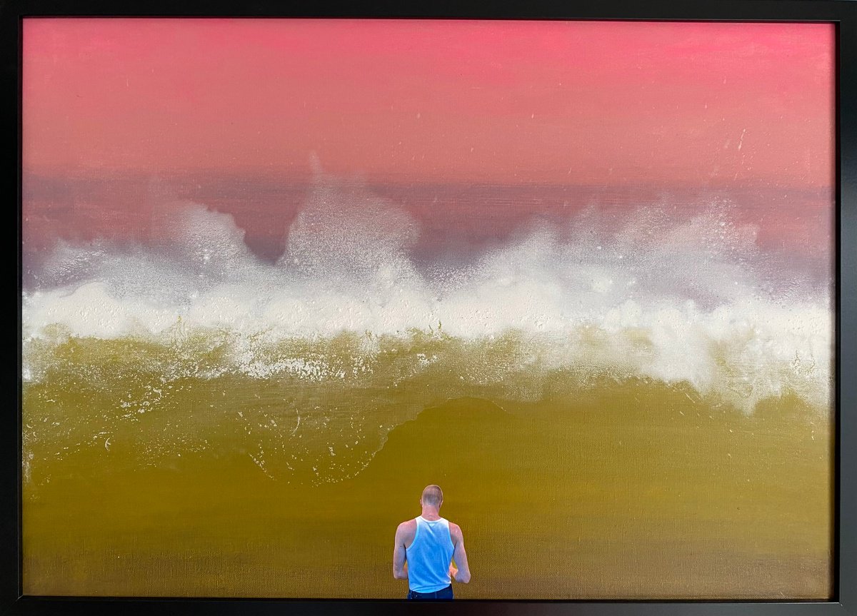 Surrealistic Landscape Painting By Stefano Pallara, 28 X 20", The Voyage Out N.3, Original Artwork