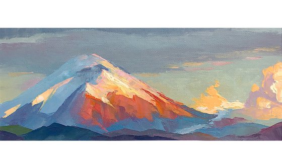 Cotopaxi volcano at sunset.