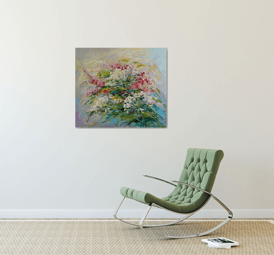 Bouquet of wildflowers, painting oil original impasto artwork