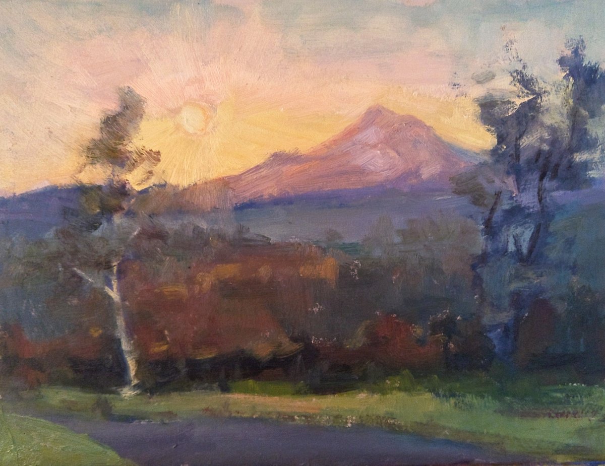 Impressionistic Landscape Oil Painting By Kristina Sellers, 12 X 9", Windswept Morn, Original Artwork