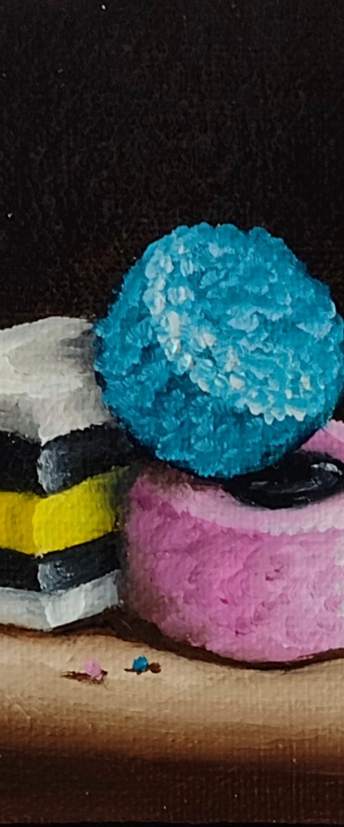 Little Liquorice Allsorts #7 still life by Jane Palmer Art