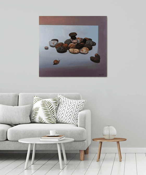 "Snail and stones"  Large Oil Painting