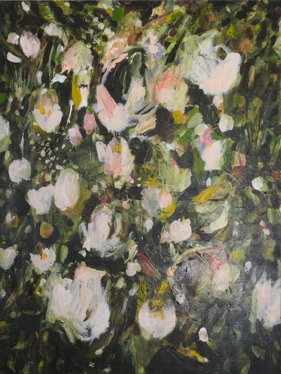 Expressive Abstract Acrylic Painting By Egle Ra, 28 X 38, In The Silence, We Grew, Original Artwork