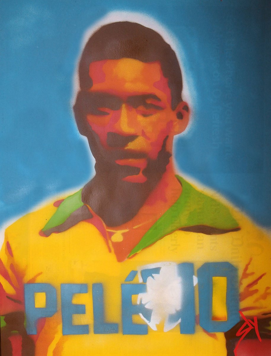 Urban And Pop Painting , Pele (On An Urbox). By Juan Sly, 23 X 30, Artwork For Sale On Artfinder
