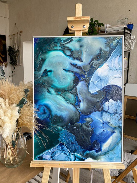Ocean Ink Abstract Painting