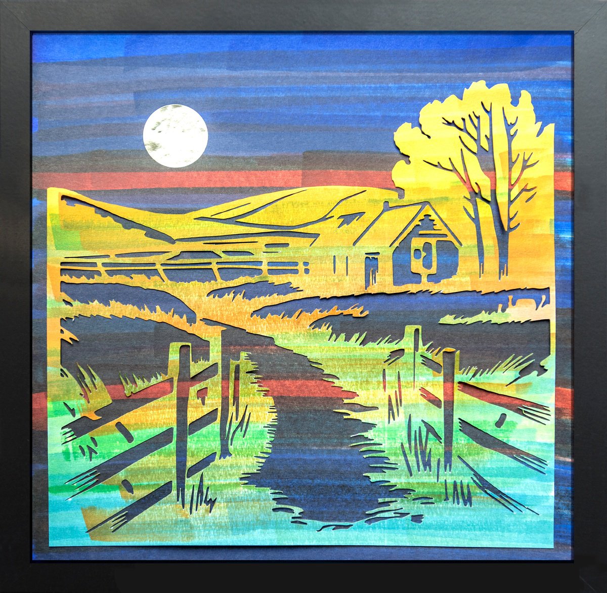 Landscape Collage By Ariadna De Raadt, 13 X 13, Calm Contemplation, Original Artwork