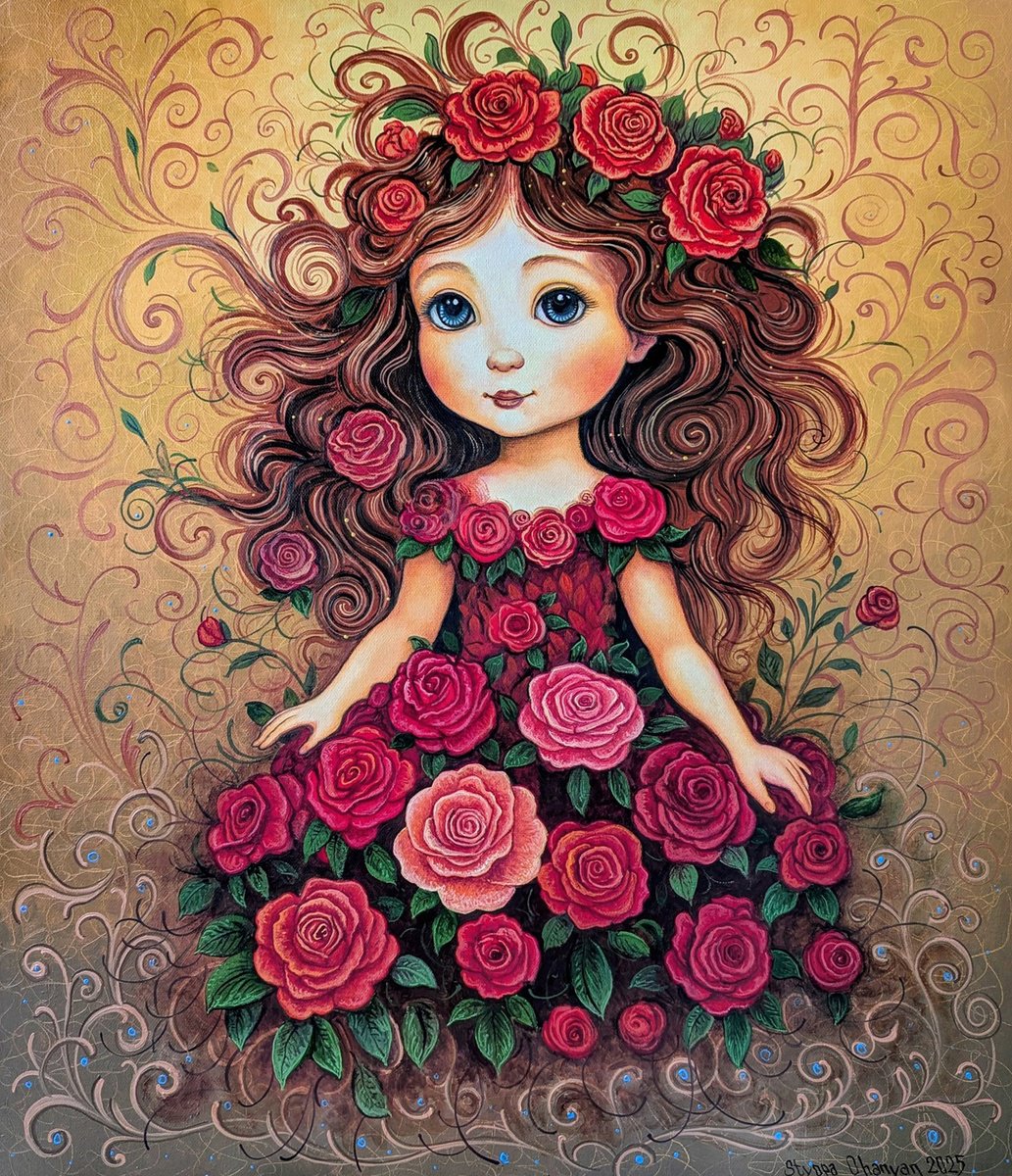 Impressionistic Portrait Oil Painting By Stepan Ohanyan, 24 X 28", Rose Princess, Original Artwork