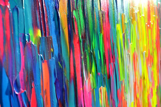 55x31.5'' Large Ready to Hang Abstract Painting - XXXL Huge Colourful Modern Abstract Big Painting, Large Colorful Painting - Ready to Hang, Hotel and Restaurant Wall Decoration, Happy Gypsy Dance