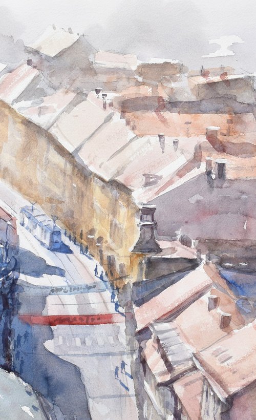 Roofs of Zagreb by Goran Žigolić Watercolors