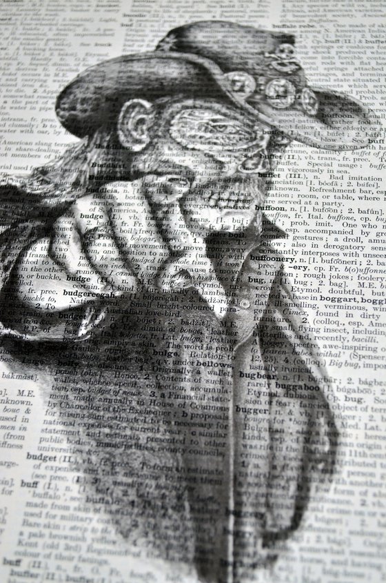 Lemmy Like a Zombie - Collage Art on Large Real English Dictionary Vintage Book Page