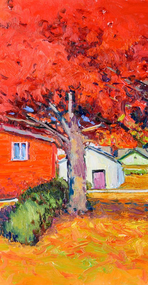 Red Fall, American Suburbs by Suren Nersisyan