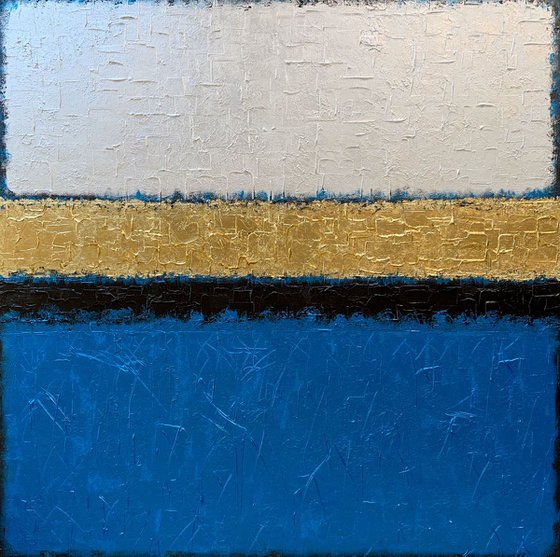 Blue Infinity - XL LARGE,  TEXTURED, GOLD LEAF ABSTRACT ART – EXPRESSIONS OF ENERGY AND LIGHT. READY TO HANG!