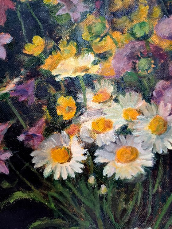 Flowers on a black background