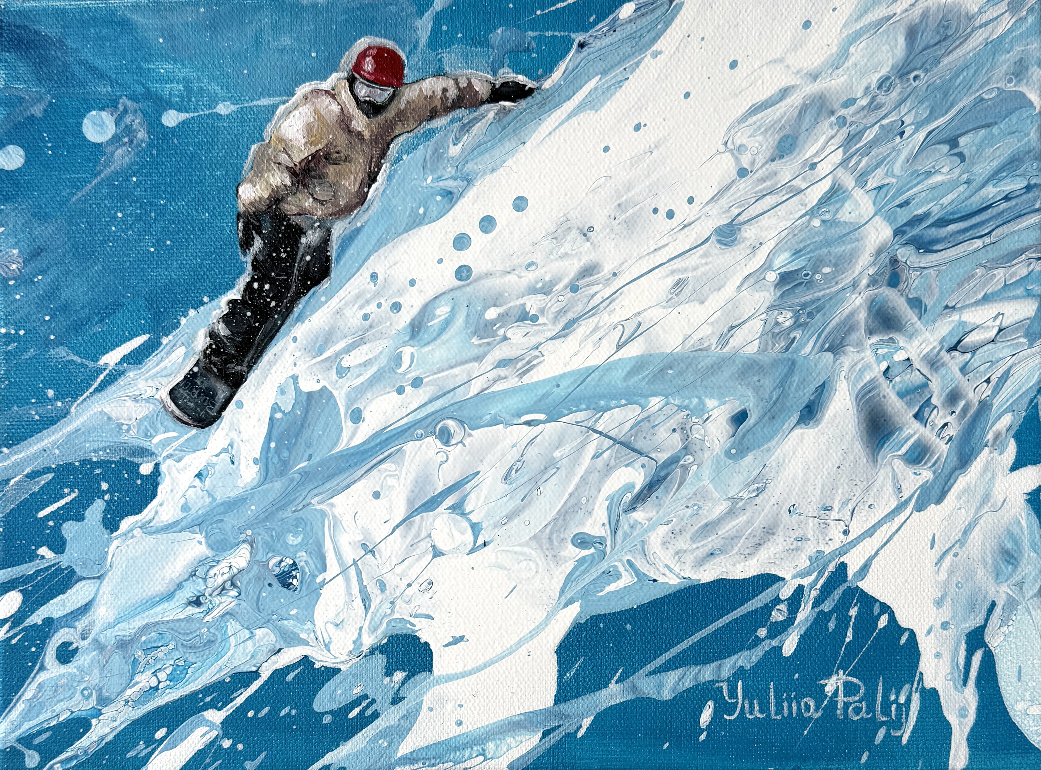 Abstract Portrait Acrylic Painting By Yuliia Poraiko, 13 X 10", Breath Of The Wind, Original Artwork