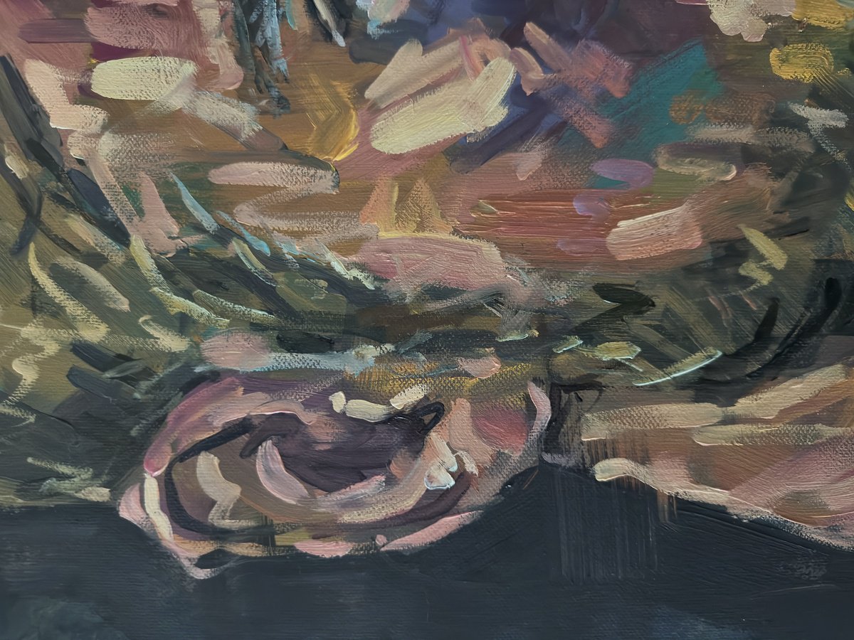 Expressive Portrait Oil Painting By Emmanouil Nanouris, 18 X 22, Beard Style, Original Artwork