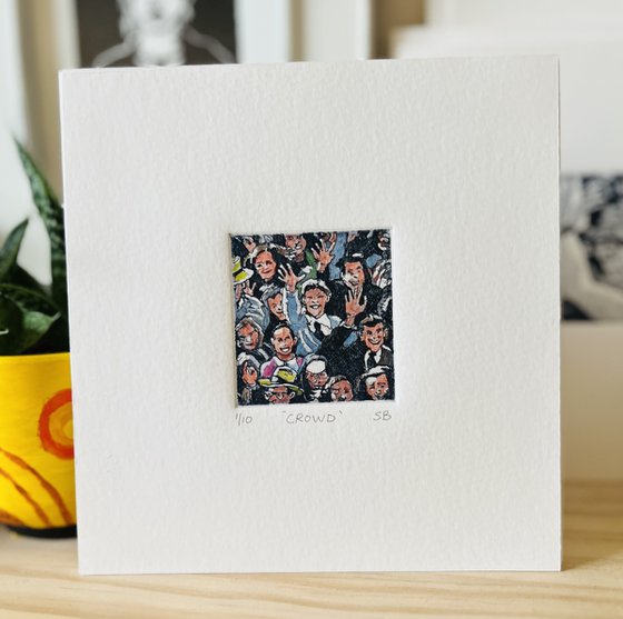 Crowd. Hand coloured limited edition.