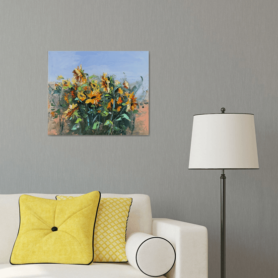 Blooming meadow,sunflowers.