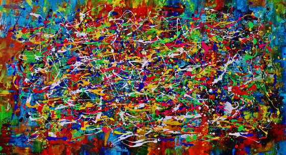 Abstract,red,yellow,blue green, christmas sale was 1200 USD now 845 USD.