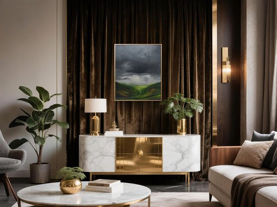 Illuminated Valley, Original oil painting