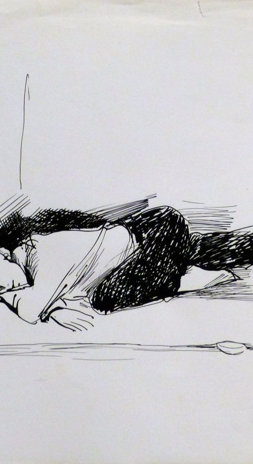 Reclining Model, study 3, 30x39 cm by Frederic Belaubre