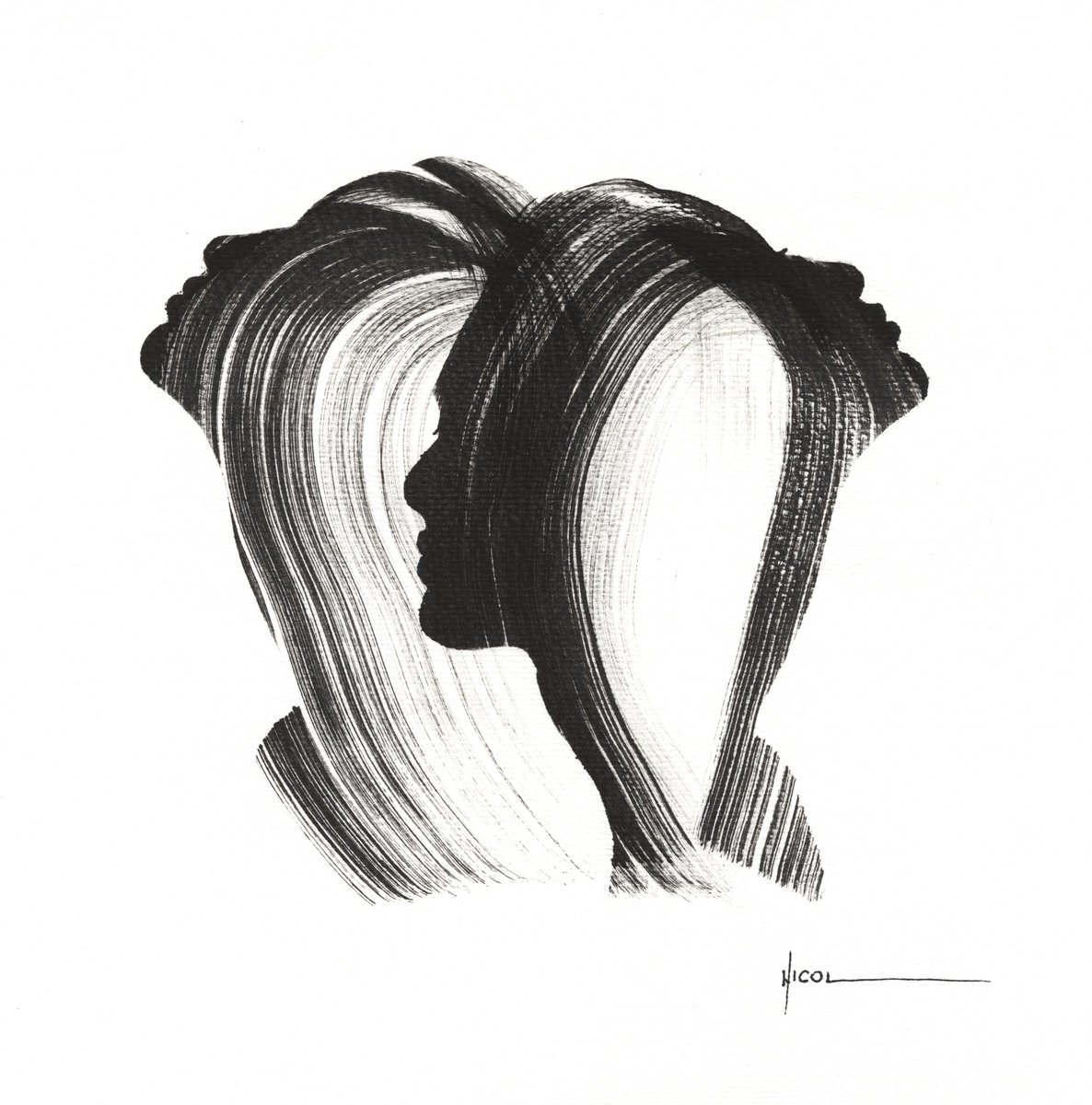 Expressive Ink Drawing , The Sound Of Silence By Nicol Vacaru, 11 X 11, Artwork For Sale On Artfinder