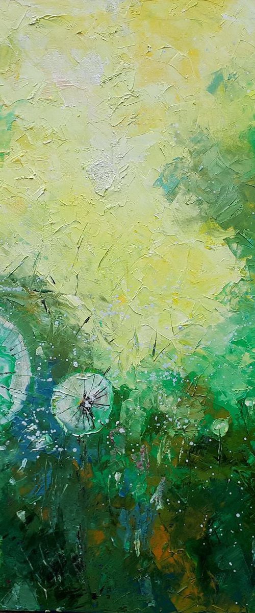 Spring in my hand (100x100cm) by Simon Tünde