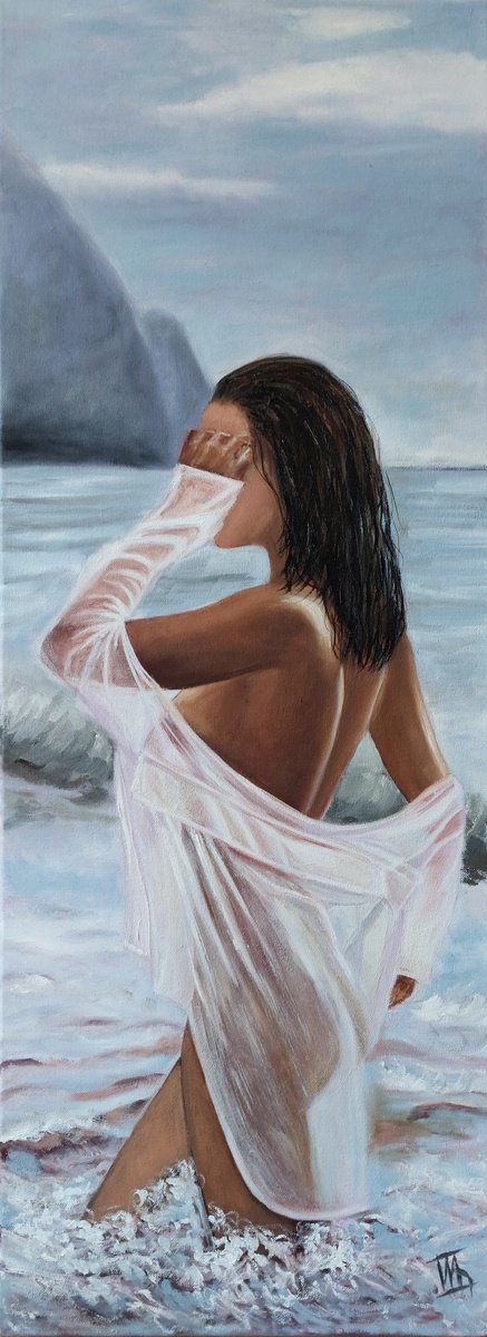 Impressionistic Portrait Oil Painting By Ira Whittaker, 12 X 31, Young Woman, Original Artwork