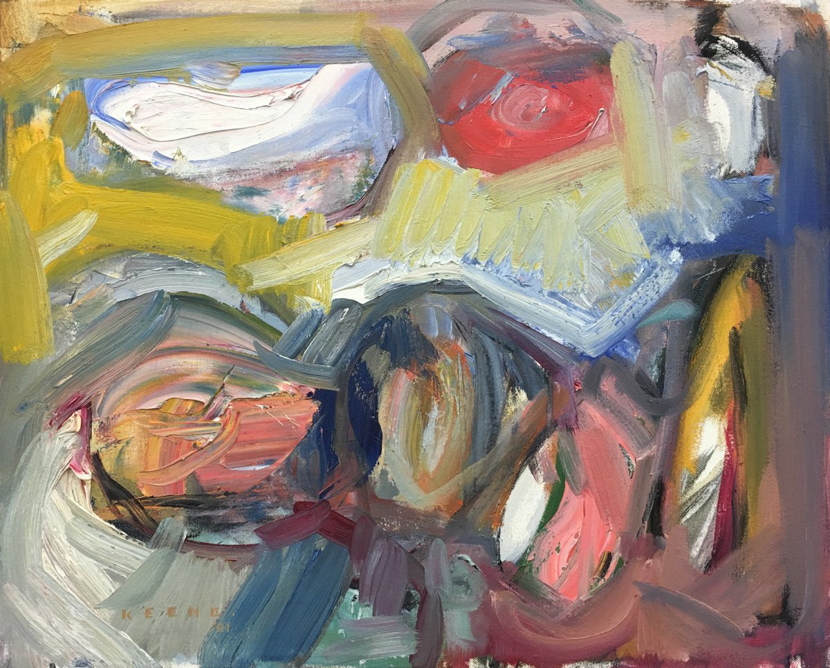 Organic Abstract Oil Painting By Don Keene, 20 X 16, Runabout, Original Artwork