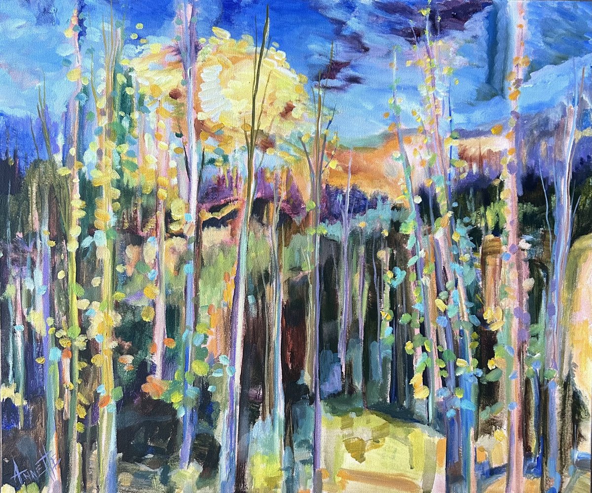 Expressive Landscape Acrylic Painting By Annette Wolters, 24 X 20, Color Your Way, Original Artwork