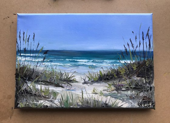 Seascape Original Oil Painting Sand beach 16x23 cm